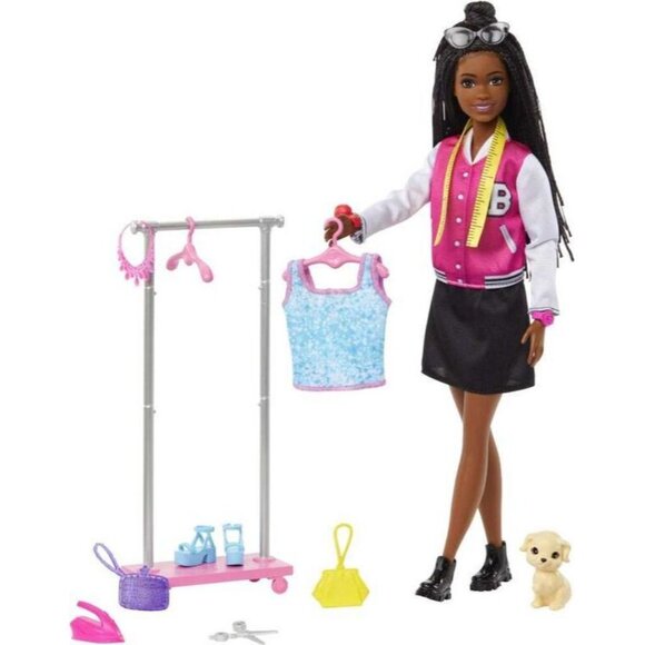 Barbie On-Set Stylist Brooklyn Doll Braids Garment Rack Fashion Pieces Puppy - Picture 6 of 6